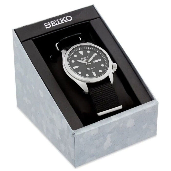 Seiko 5 Sports Automatic Black Dial Black Nylon Strap Watch for Men - SRPE67K1 - Image 6